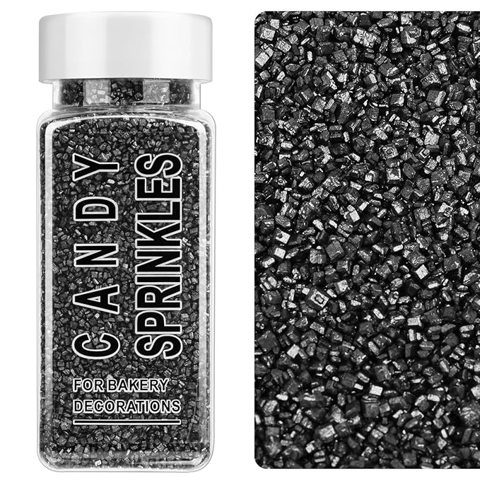 【3-pack】Metallic Sanding Sugar Gold Silver White Black 4.6oz*3