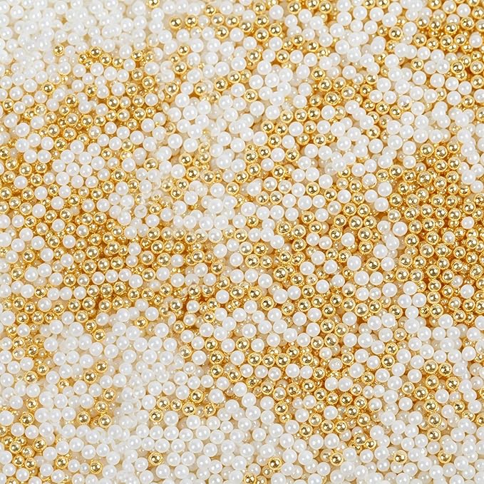 White Gold Edible 2mm Nonpareils Sprinkles 4.6oz