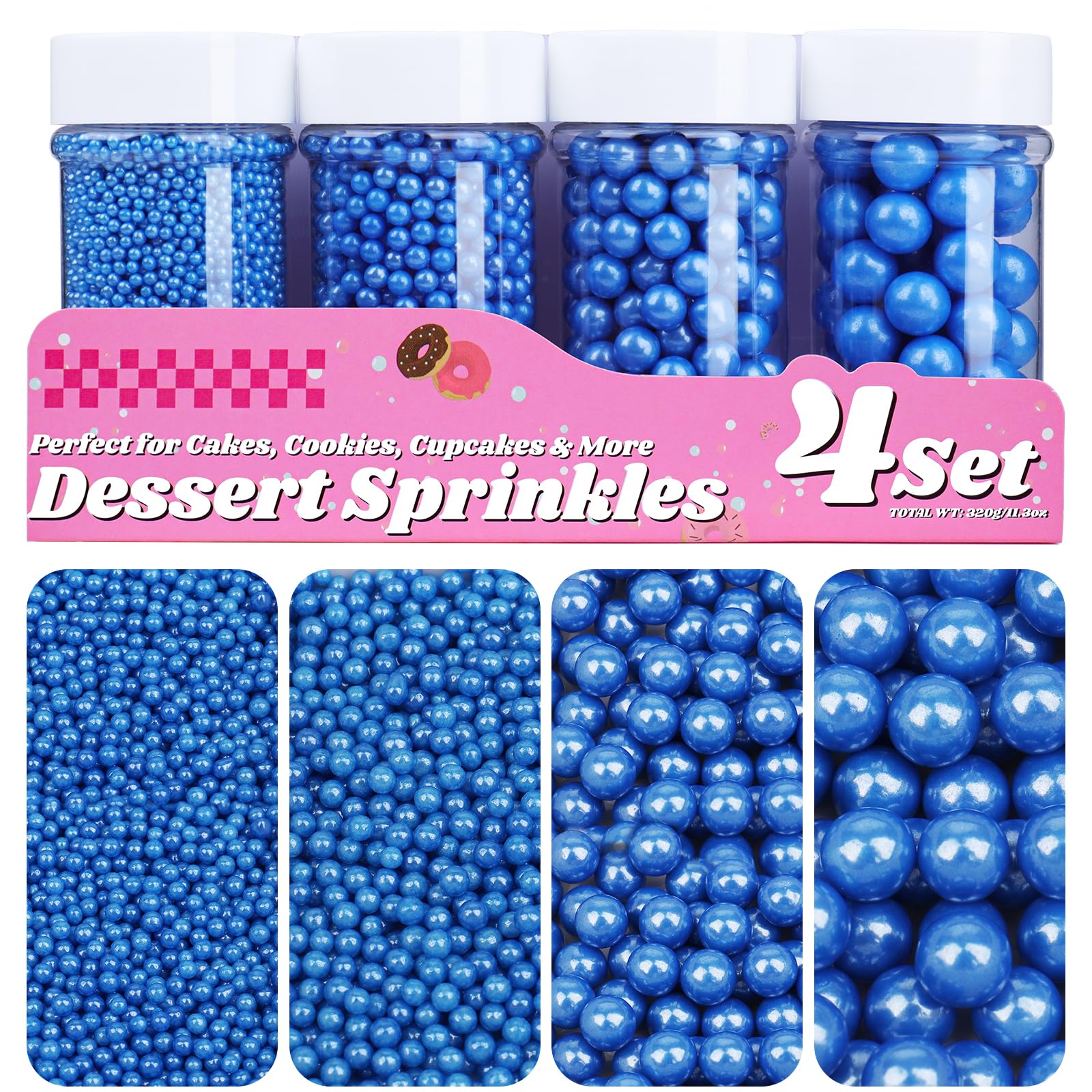 Sugar Pearls Set Silver White Black Blue Red Purple 11.3oz