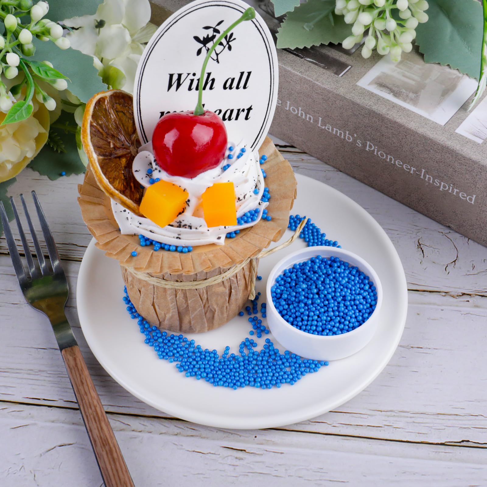 Blue Edible Sugar Pearls 2mm Sprinkles 4.6oz