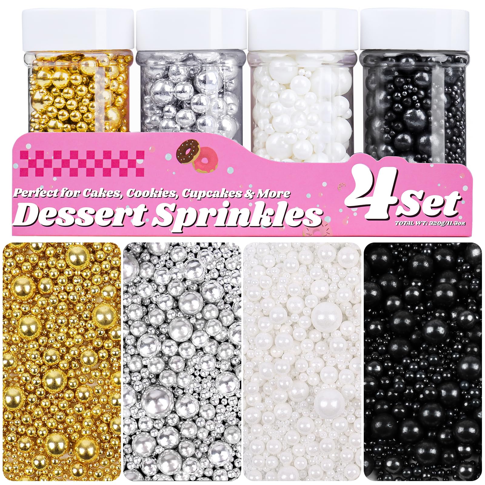 【3-pack】Edible Sprinkles Set for Cake Decorating – 4-Theme Mix,11.3oz*3