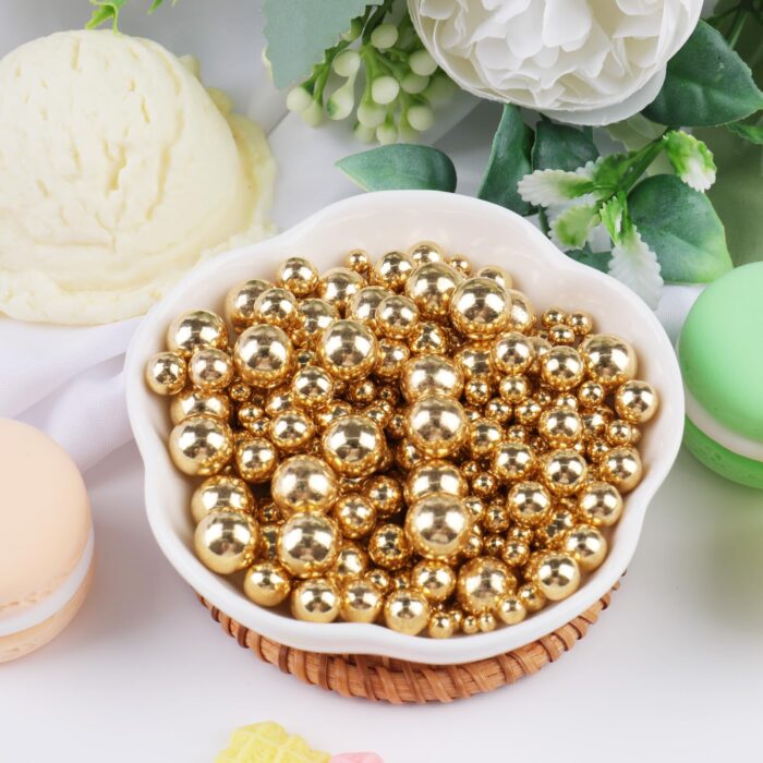 Gold Multi Size Edible Sugar Pearls 4.6oz
