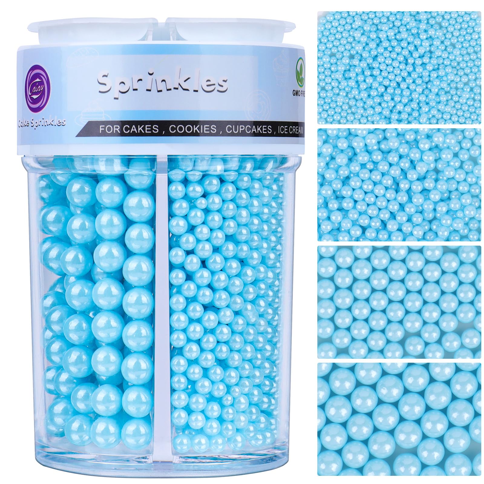 Multi Size White Pearl Sprinkles 7.8oz