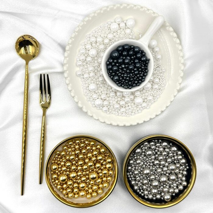 Metallic Pearl Sprinkles Gold Silver White Black 7.8oz