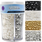 Metallic Pearl Sprinkles Gold Silver White Black 7.8oz