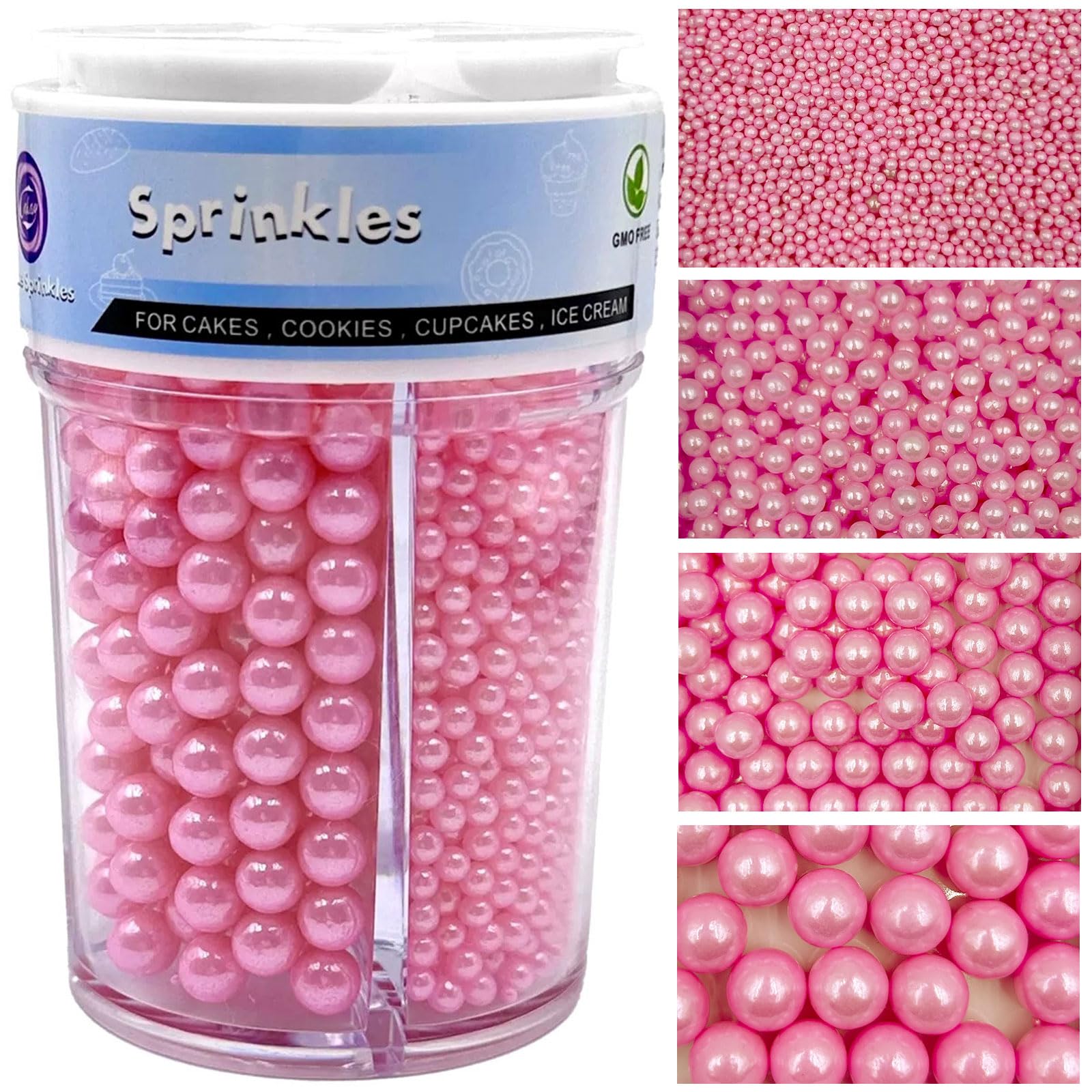 Multi Size White Pearl Sprinkles 7.8oz