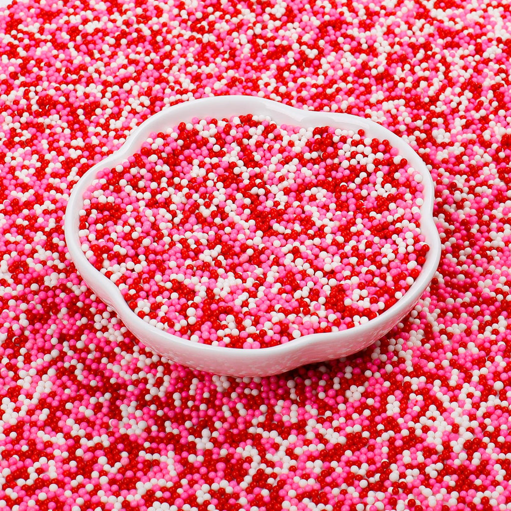 Pink Red White Edible 2mm Sprinkles 4.6oz