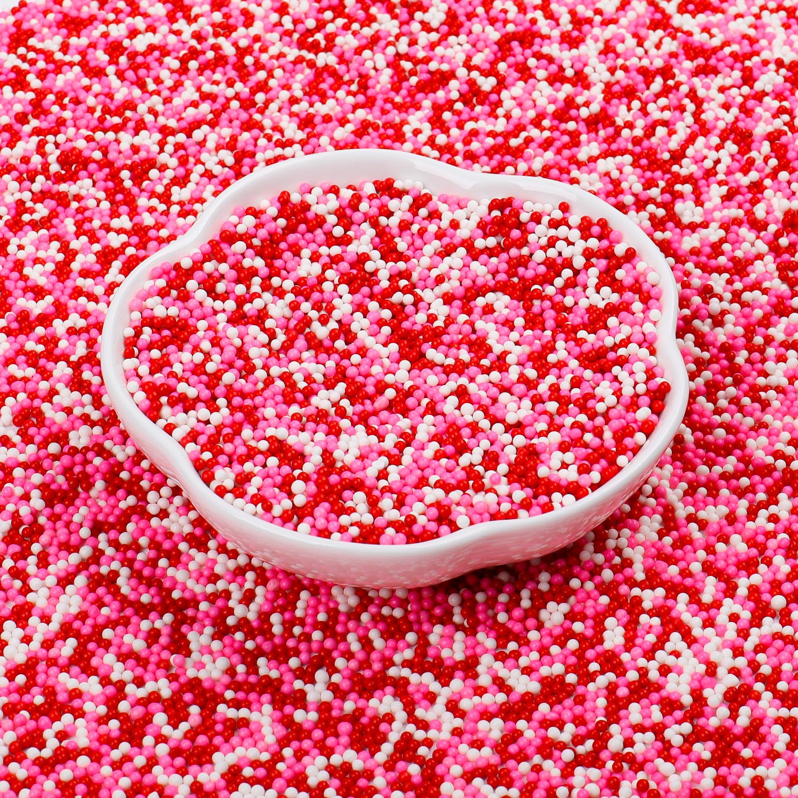 Pink Red White Edible 2mm Sprinkles 4.6oz