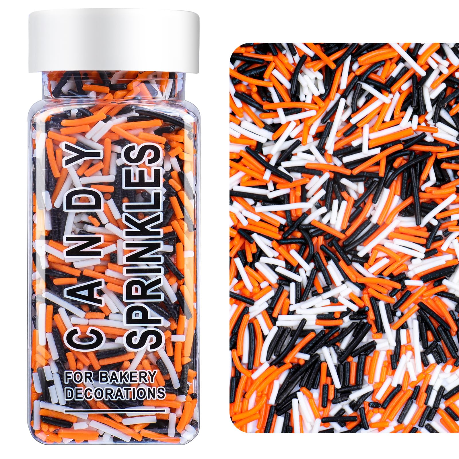 Halloween Jimmies Sprinkles Black Orange Purple White 3.53oz