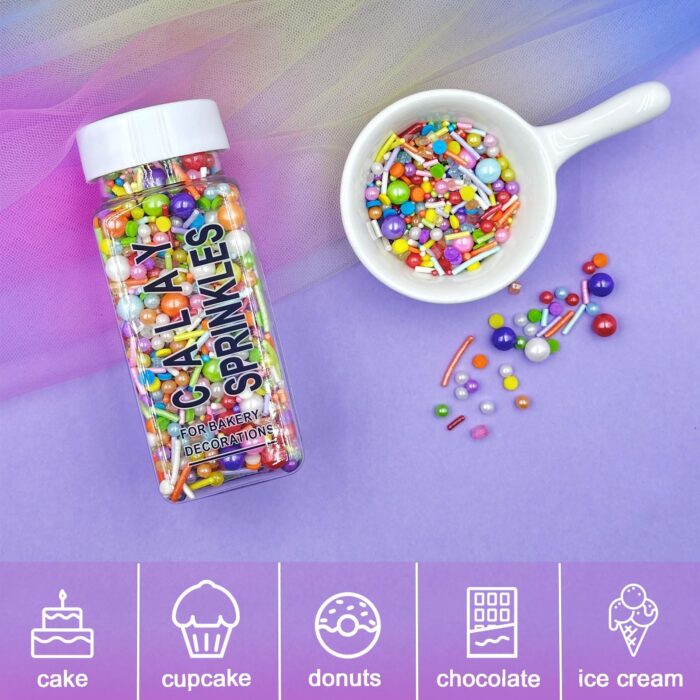 Rainbow Jimmies Pearl Confetti Sprinkles 4.6oz