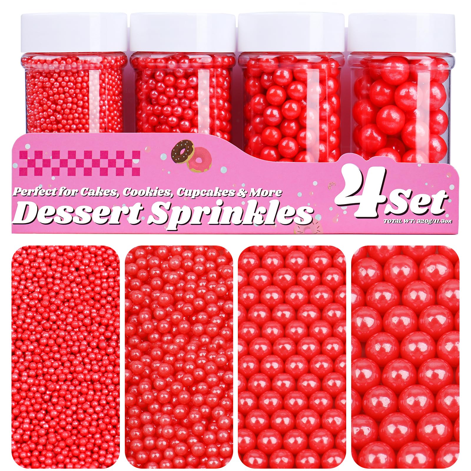 Sugar Pearls Set Silver White Black Blue Red Purple 11.3oz