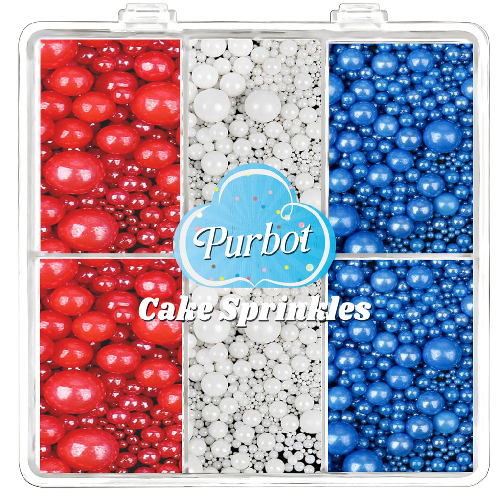 Red White Blue Pearl Sprinkles Patriotic 4th of July 6.53oz