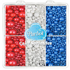 Red White Blue Pearl Sprinkles Patriotic 4th of July 6.53oz