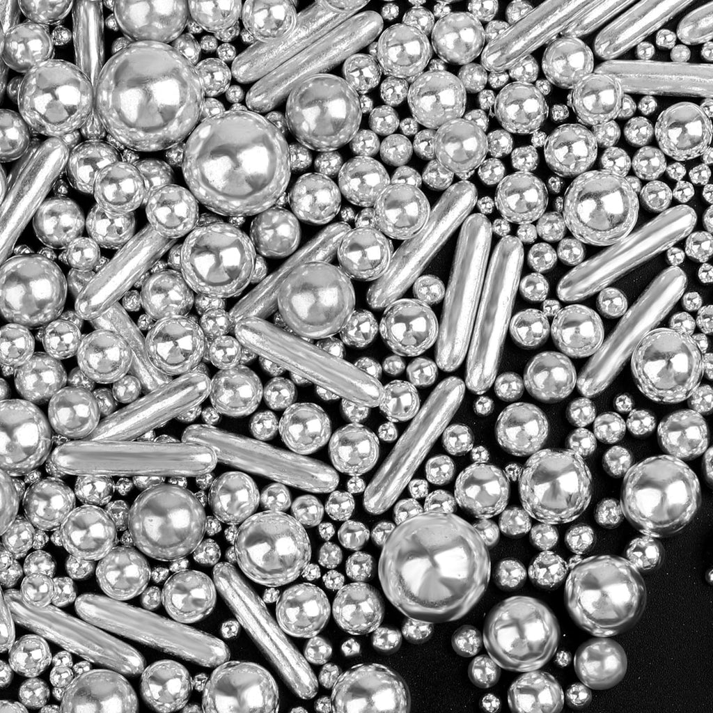 Silver Pearl & Stick Mix Sprinkles Metallic 4.6oz