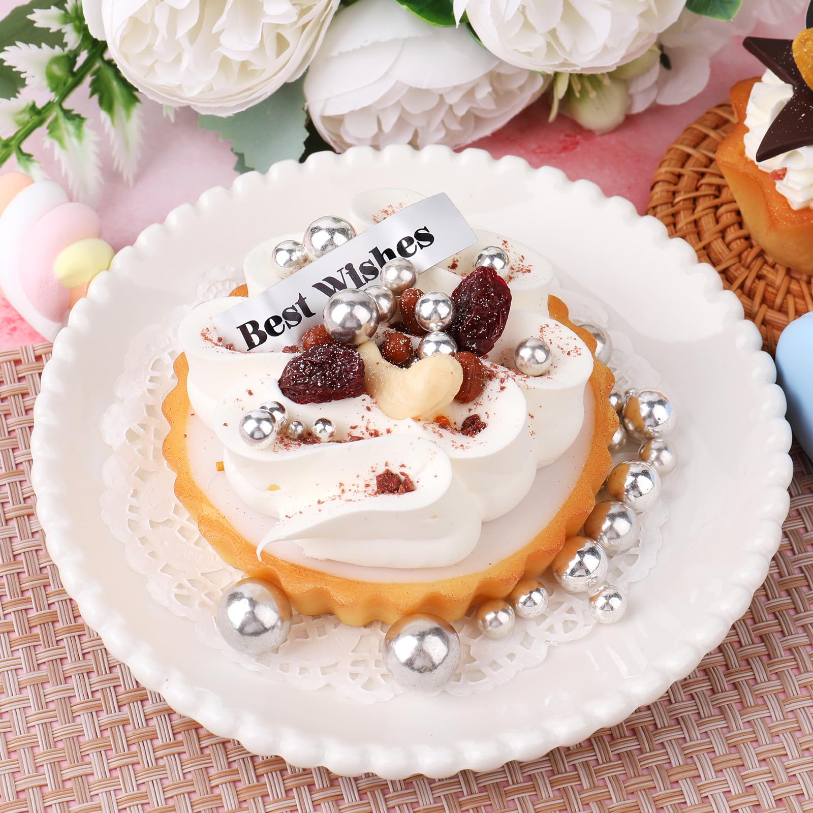 【5-piece set】Silver Edible Sugar Pearls Metallic 4.6oz*5