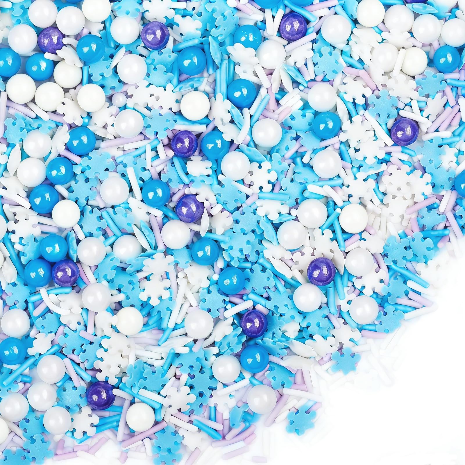 Winter Snowflake Sprinkles Blue White 4.6oz