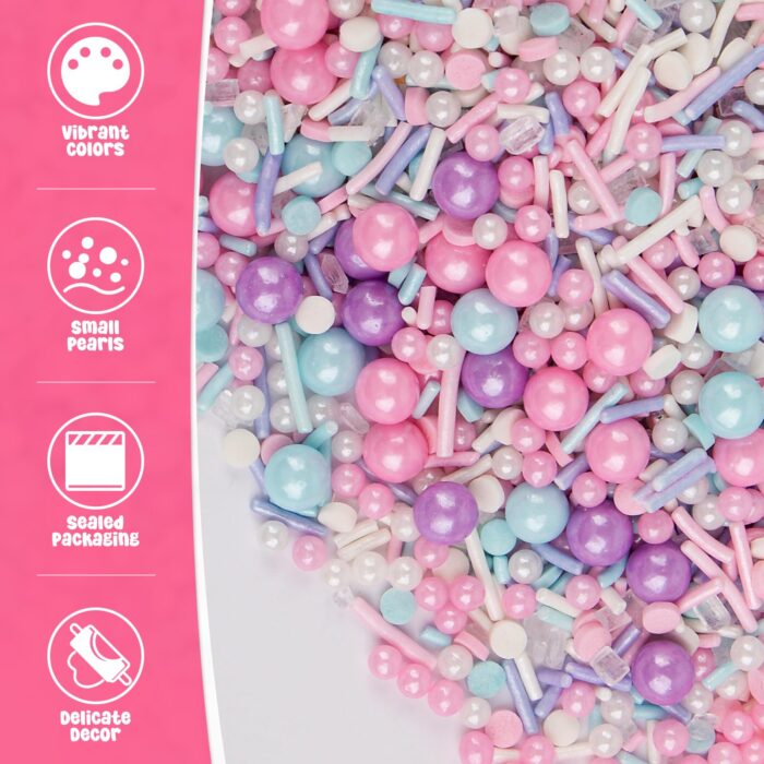 Pink Purple Blue White Pearl Confetti Jimmies Mix 5.3oz