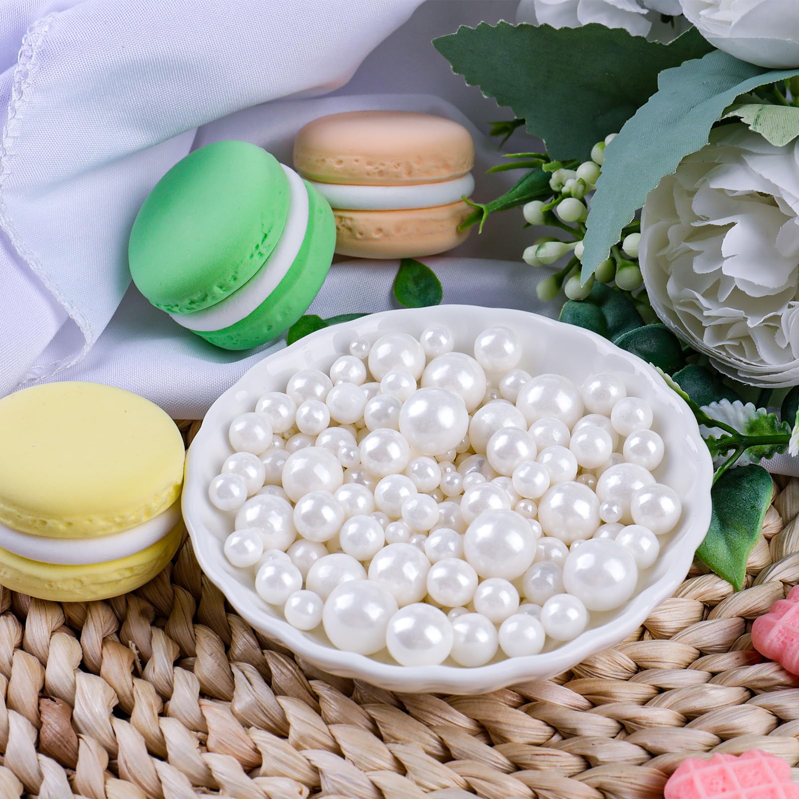 【5-piece set】White Sugar Pearls 5 Sizes Mix 4.6oz*5