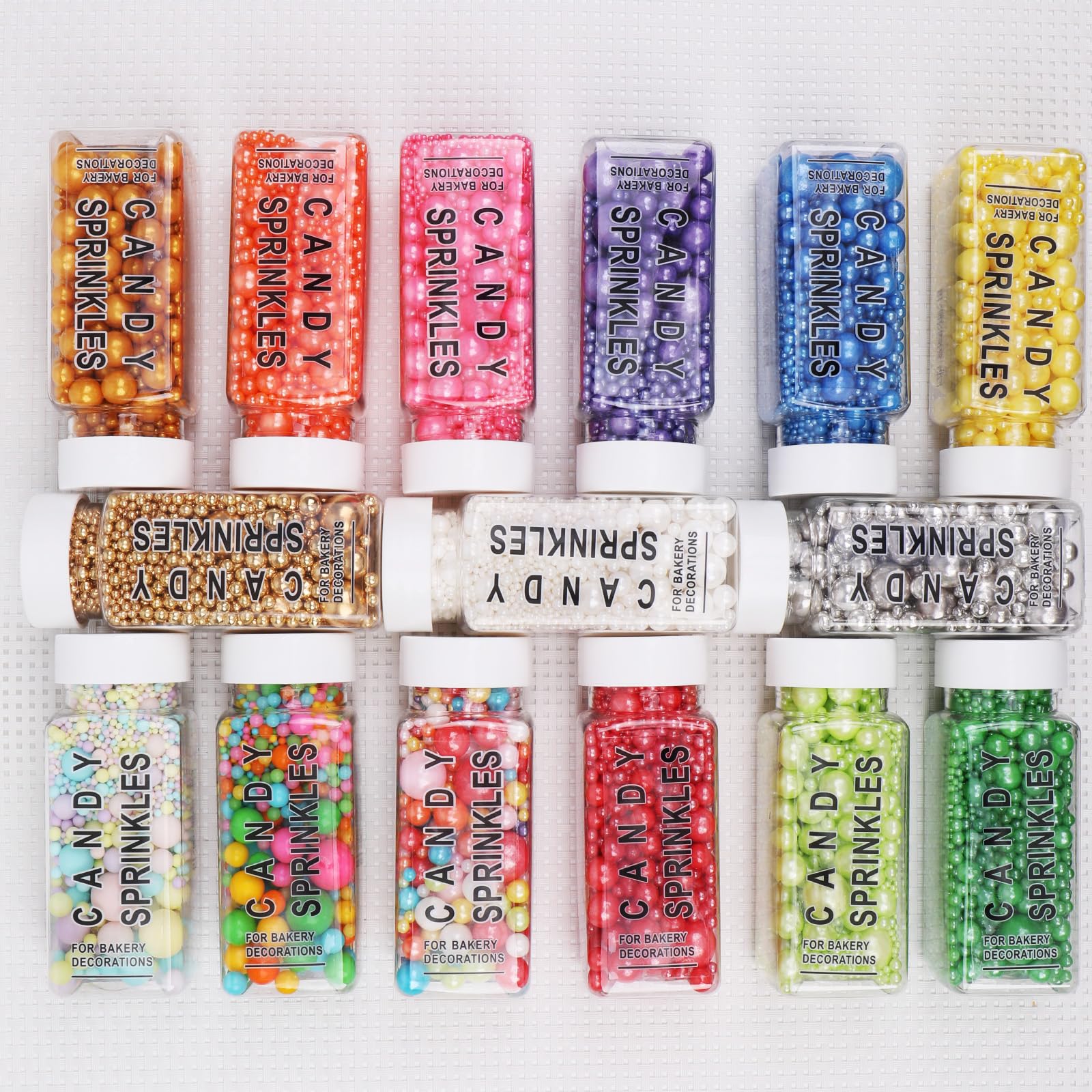 【5-piece set】White Sugar Pearls Edible Sprinkles 4.6oz*5