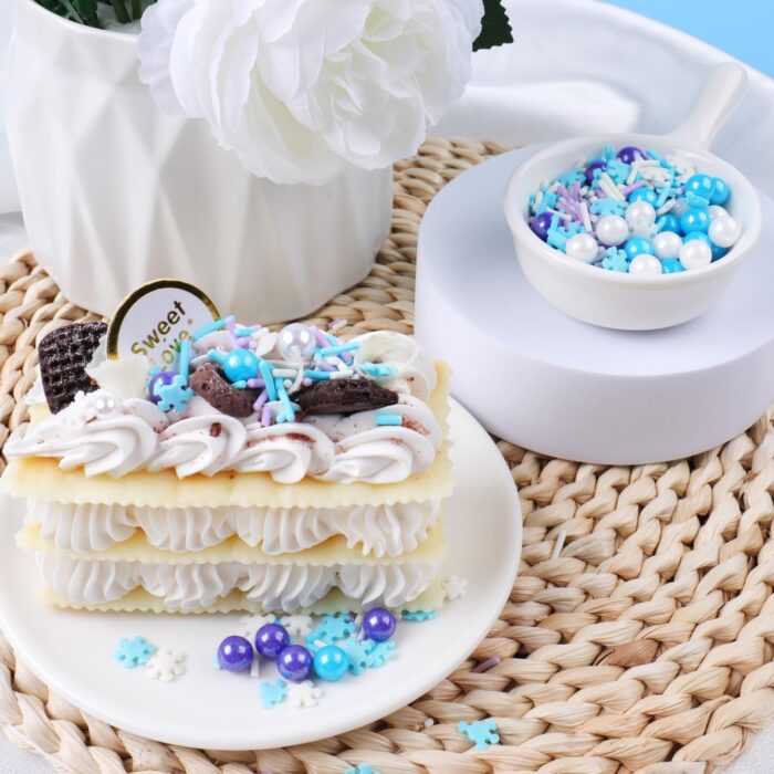 Winter Snowflake Sprinkles Blue White 4.6oz
