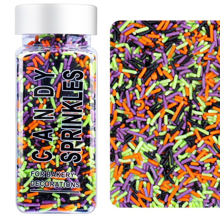 Halloween Jimmies Sprinkles Mix Black Orange Purple Green 4.6oz