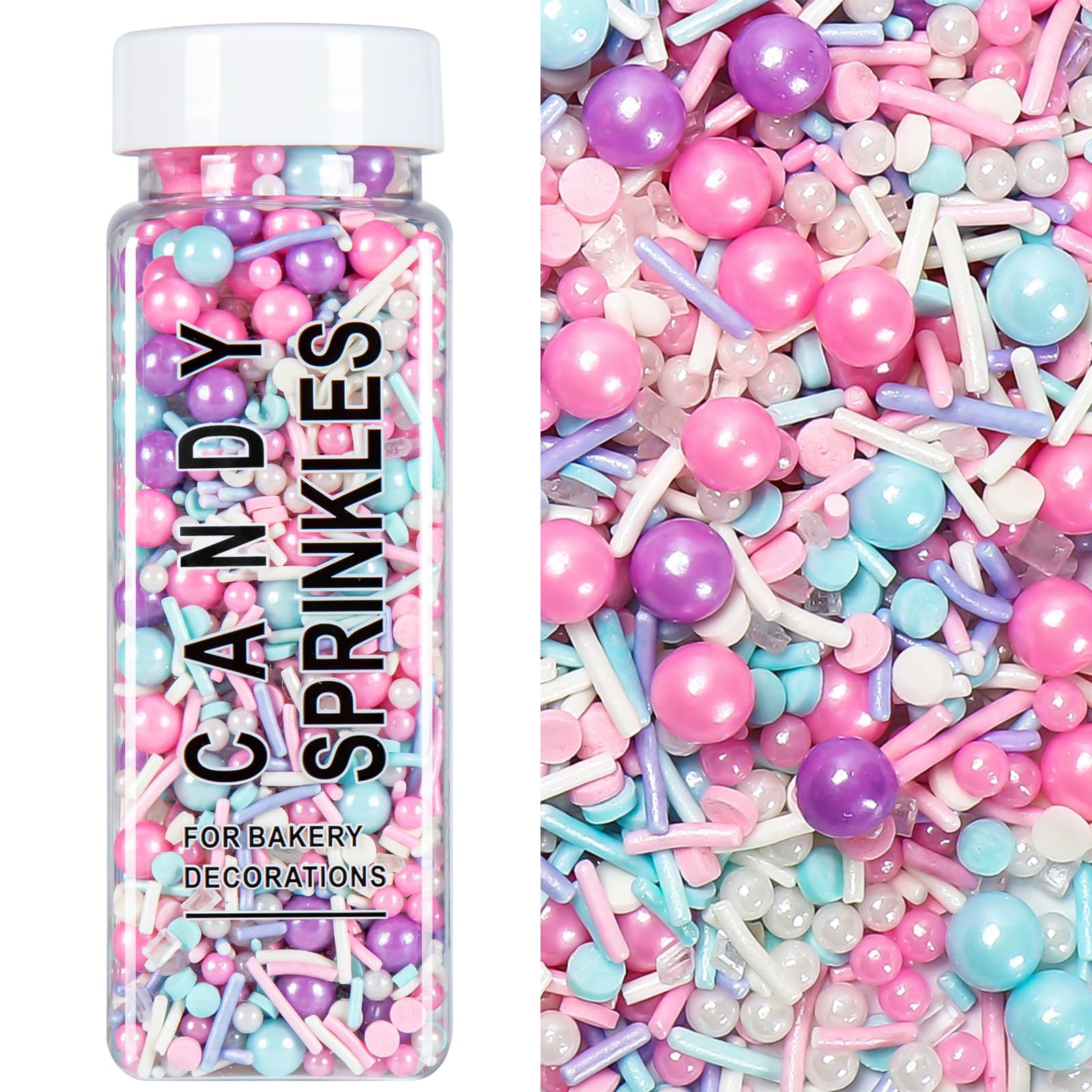 Pink Purple Blue White Pearl Confetti Jimmies Mix 5.3oz