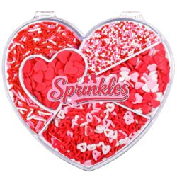 Valentines Sprinkles, 8.8oz Heart Sprinkles for Cake Decorating, 5-Cell Red Pink White Heart Nonpareils Jimmies Mix for Baking, Cookie, Cupcake, Ice Cream, Wedding Party Valentines Supplies