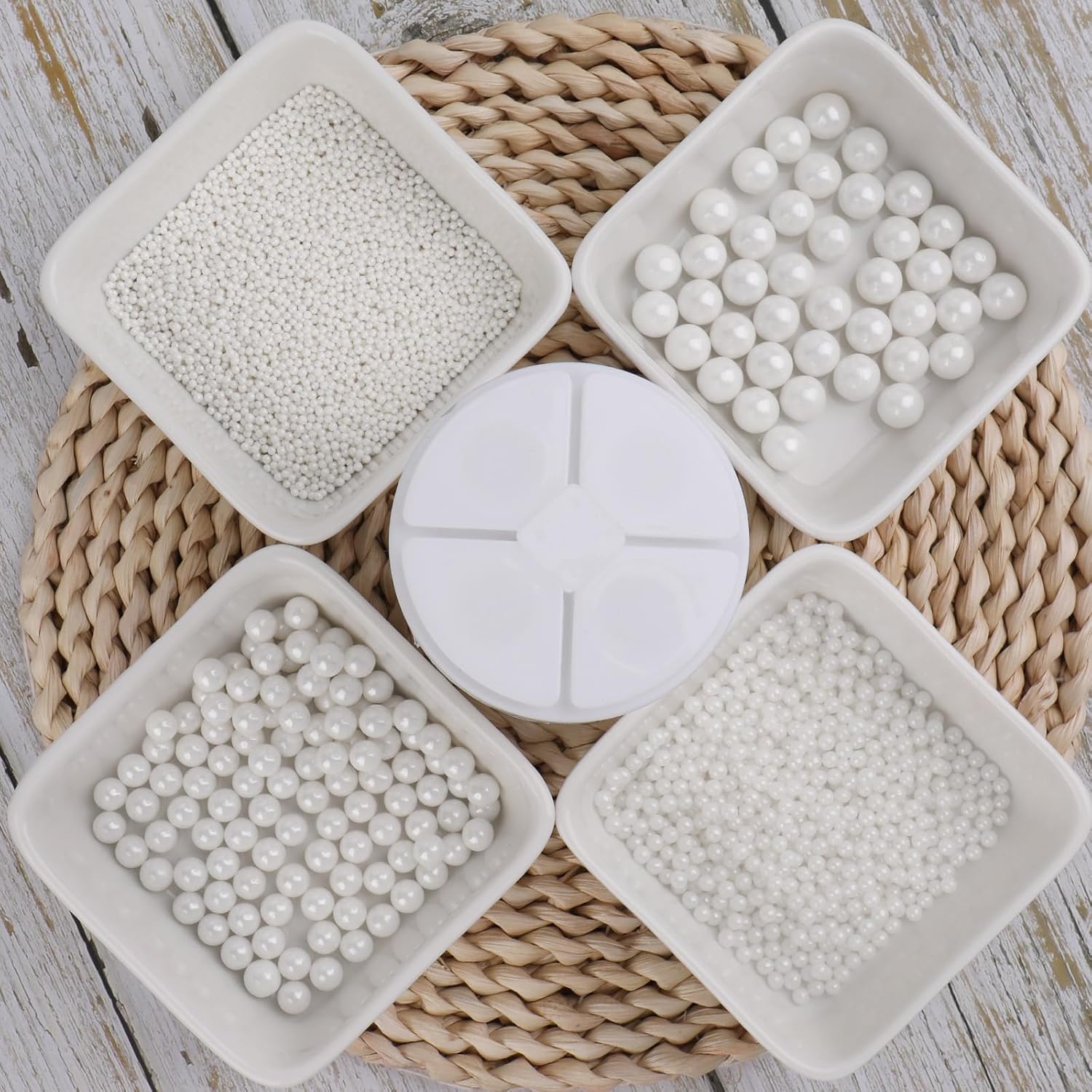 Sprinkles for Cake Decorating, White Pearl Sprinkles 4 Sizes Mix for Cake Cupcake Cookie Baking Donuts Ice Cream Toppings - Image 4