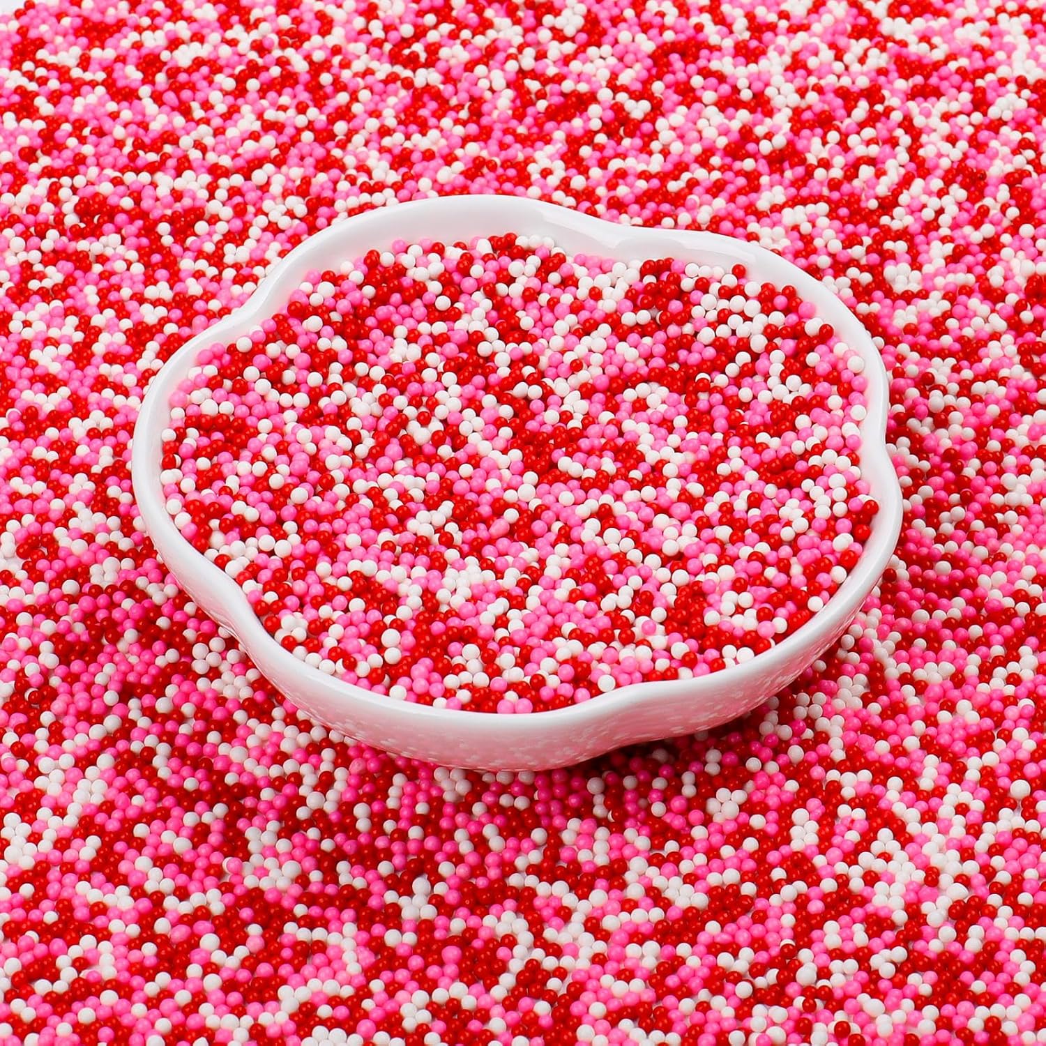 Valentines Sprinkles for Baking - White & Pink Pearls Sprinkles with Jimmies for Cookies, Cakes, Cupcakes & Donuts, Valentines Day Decor| Mixed Size, 4.58oz (130g)