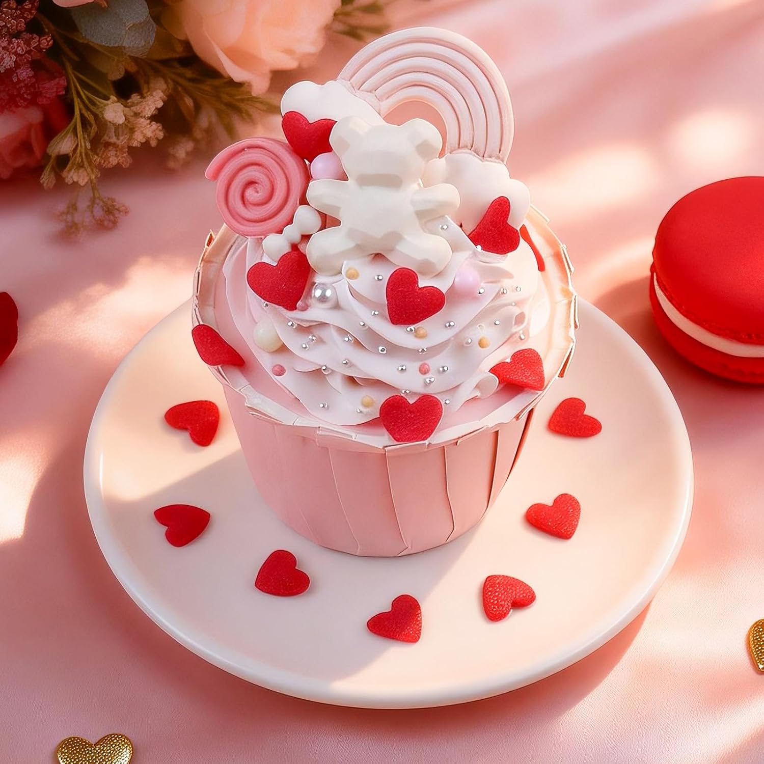 Valentines Sprinkles, 8.8oz Heart Sprinkles for Cake Decorating, 5-Cell Red Pink White Heart Nonpareils Jimmies Mix for Baking, Cookie, Cupcake, Ice Cream, Wedding Party Valentines Supplies - Image 5