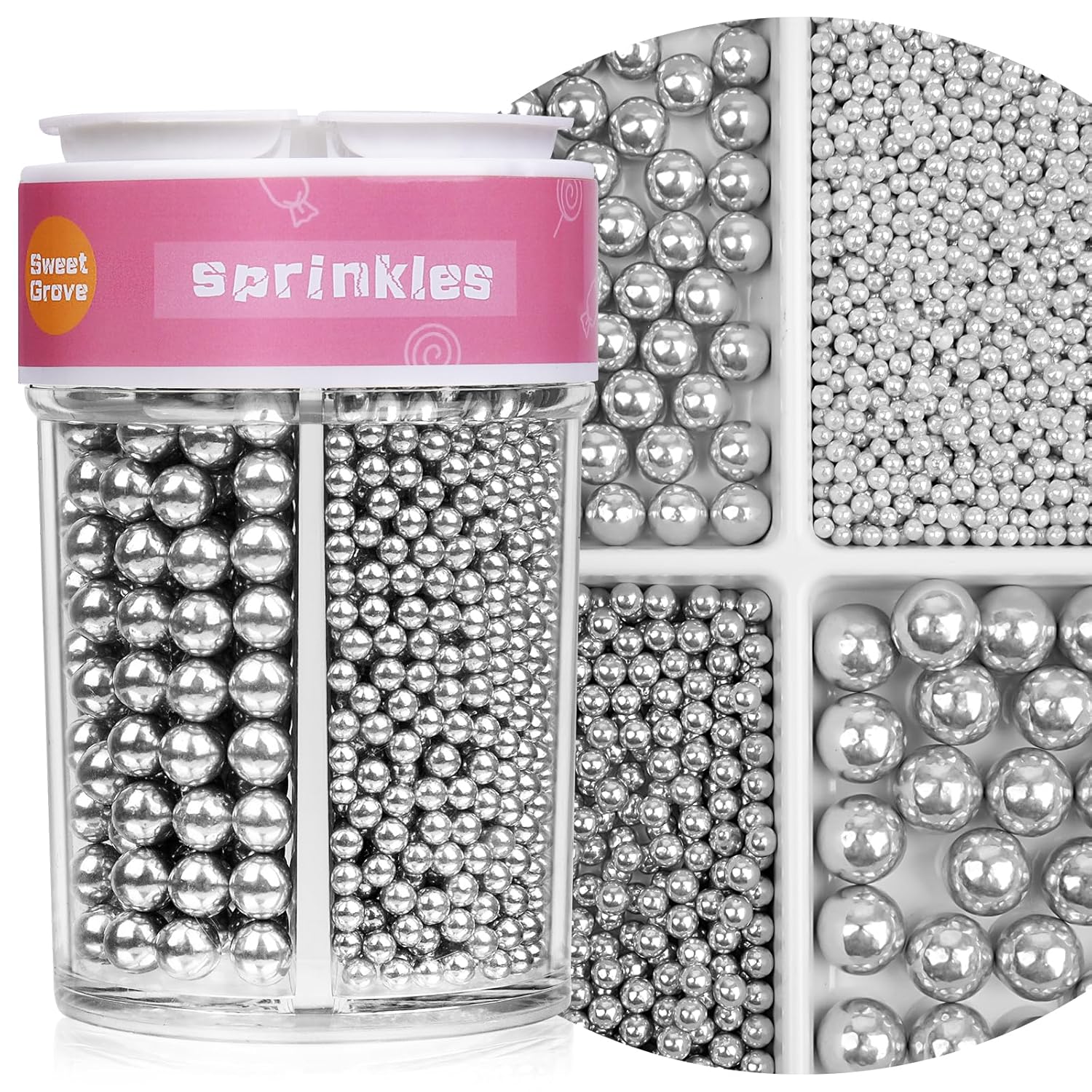 Sprinkles for Cake Decorating, White Pearl Sprinkles 4 Sizes Mix for Cake Cupcake Cookie Baking Donuts Ice Cream Toppings - Image 13