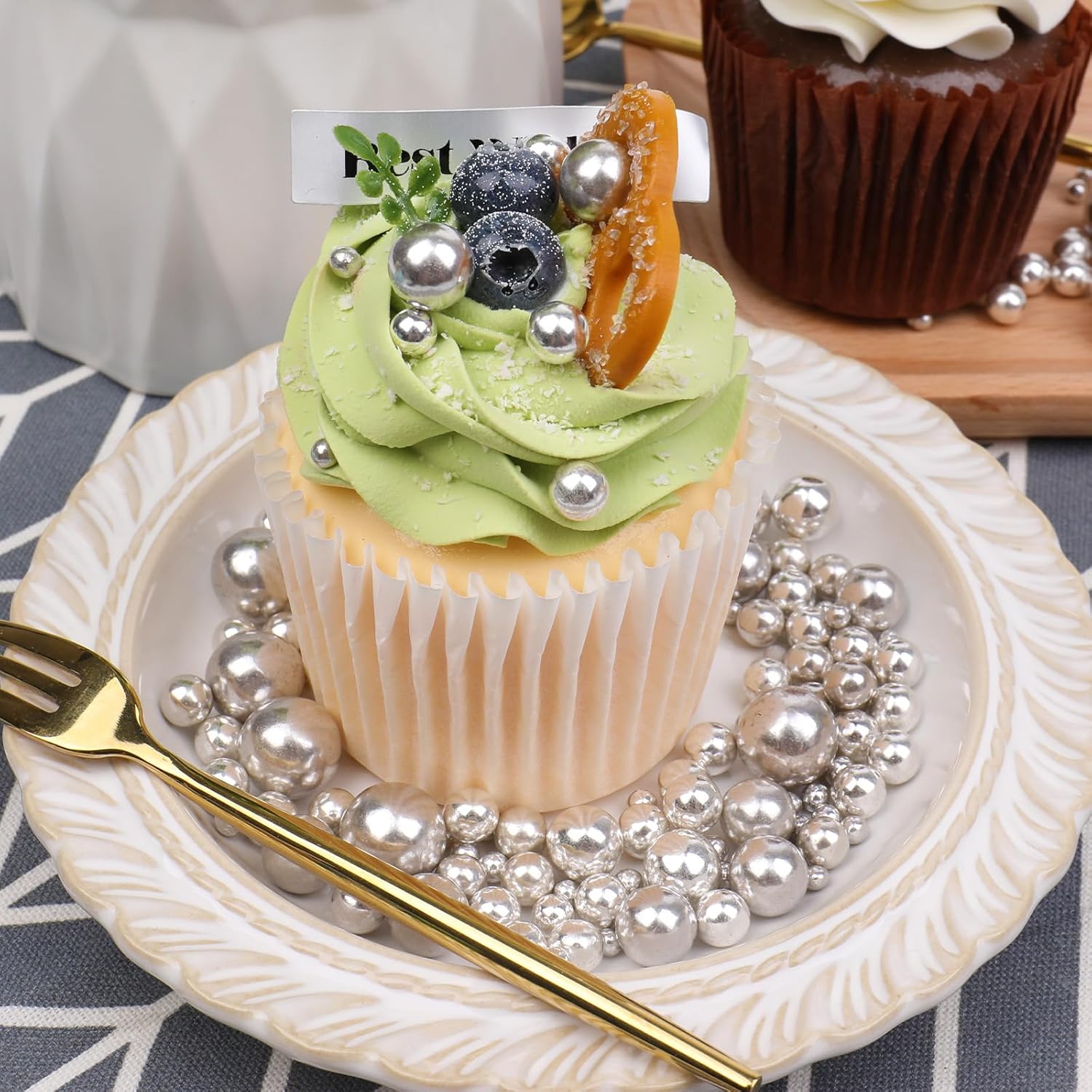 White/Gold/Silver Pearl Sprinkles for Cake Decorating, 4 Sizes Sugar 130g/4.6oz, Cupcake, Ice Cream, Donuts, Macaron Toppings Supplies (2mm, 4mm, 7mm, 1cm) - Image 7