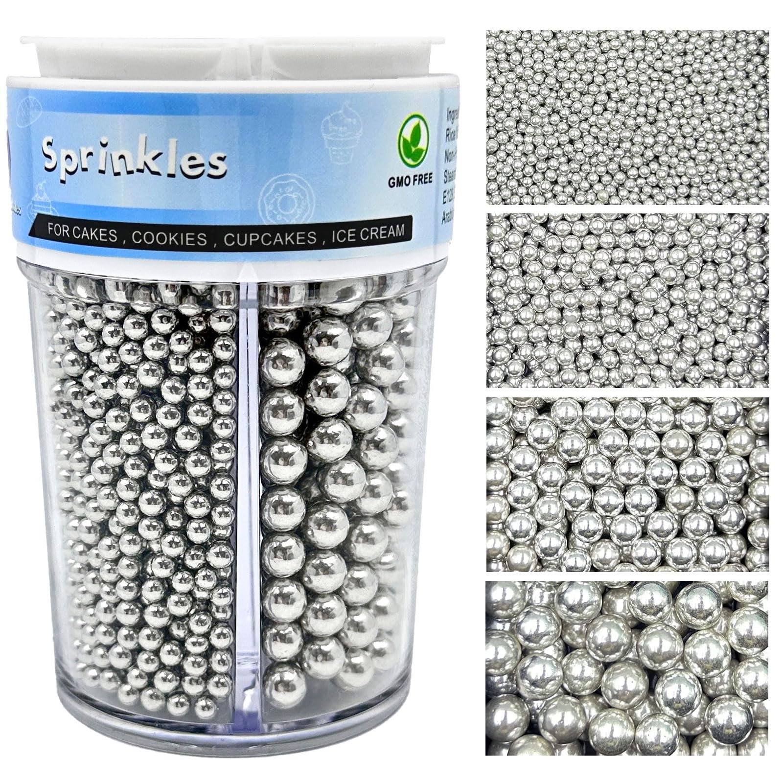 Pearl Sprinkles for Cake, Cupcake & Cookie Decorating – 4 Sizes Mix (7.8oz) Baking, Donuts & Ice Cream Toppings - Image 16