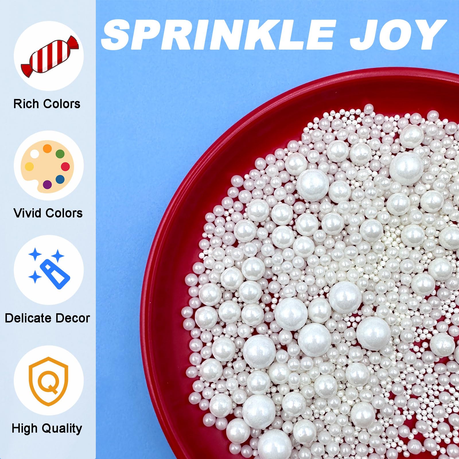 Pearl Sprinkles for Cake, Cupcake & Cookie Decorating – 4 Sizes Mix (7.8oz) Baking, Donuts & Ice Cream Toppings - Image 24