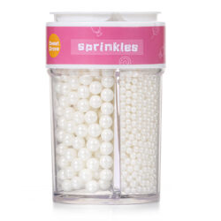 Sprinkles for Cake Decorating, White Pearl Sprinkles 4 Sizes Mix for Cake Cupcake Cookie Baking Donuts Ice Cream Toppings