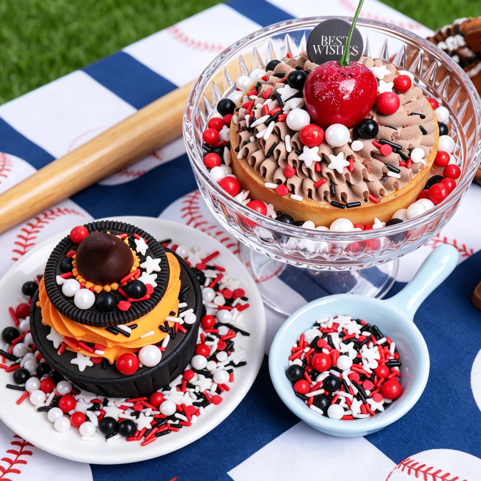 Red White and Black Sprinkles for Cake Decorating – Edible Jimmies Pearl Star Sprinkle Mix for Cakes, Cupcakes, Cookies & Dessert Toppers - Image 3