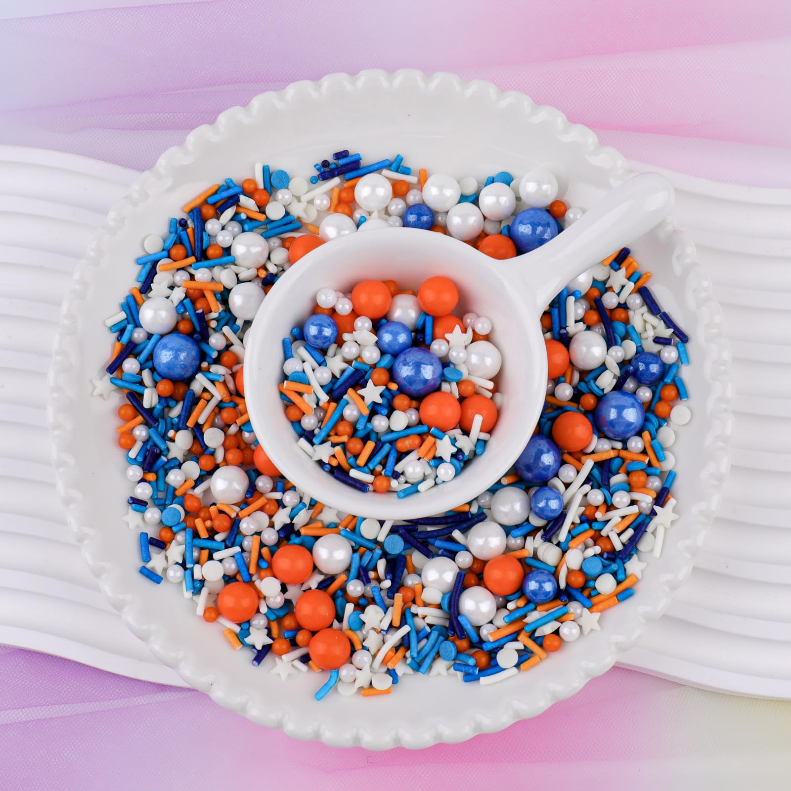 Orange and Blue Sprinkles for Cake Decorating – Edible Pearl & Jimmies Mix for Cakes, Cupcakes, Cookies & Dessert Toppers - Image 5