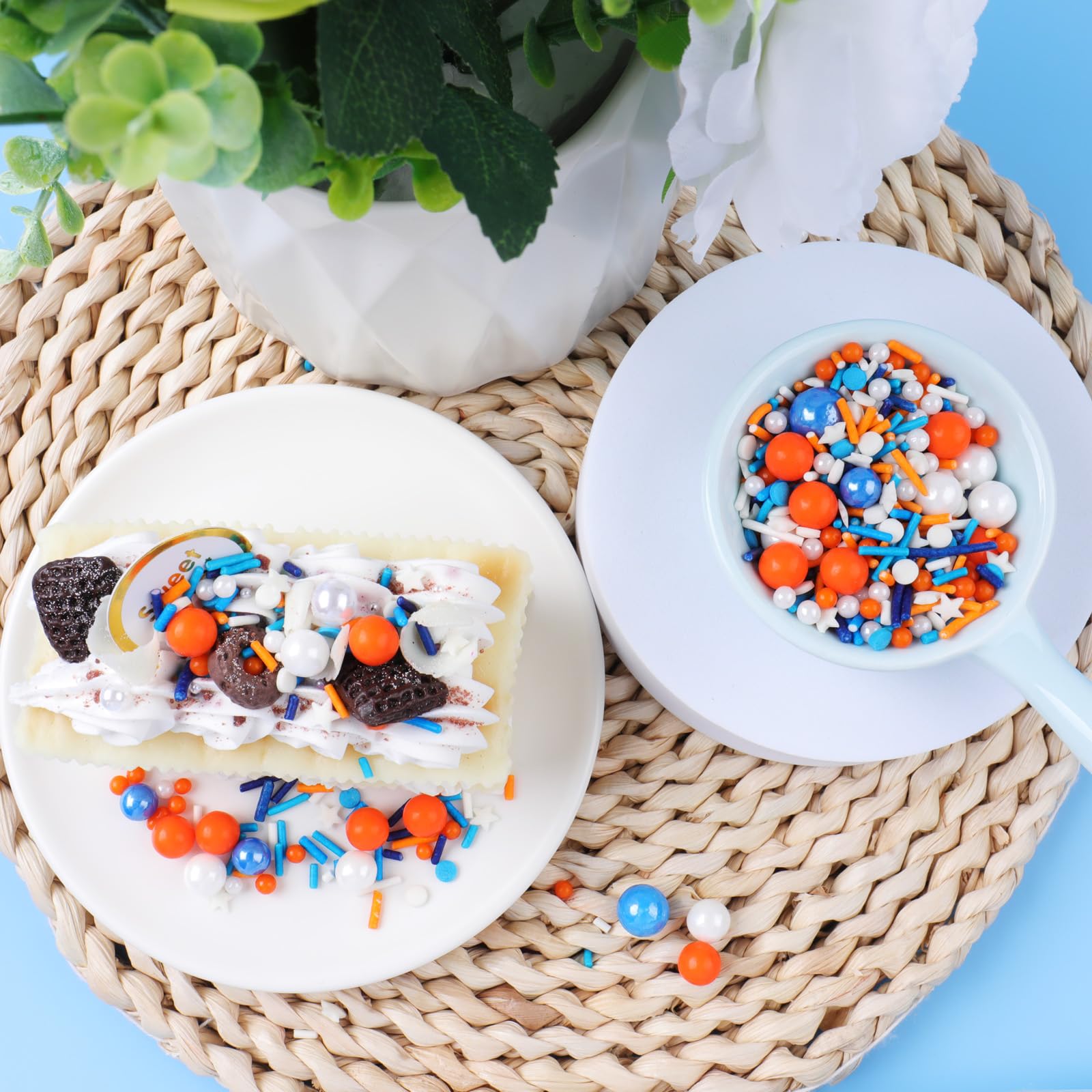 Orange and Blue Sprinkles for Cake Decorating – Edible Pearl & Jimmies Mix for Cakes, Cupcakes, Cookies & Dessert Toppers - Image 6