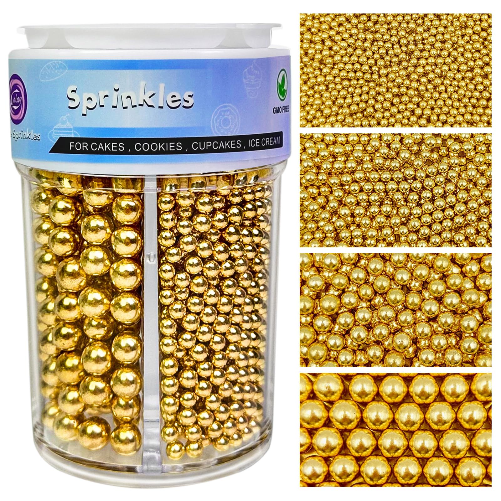 Pearl Sprinkles for Cake, Cupcake & Cookie Decorating – 4 Sizes Mix (7.8oz) Baking, Donuts & Ice Cream Toppings - Image 12