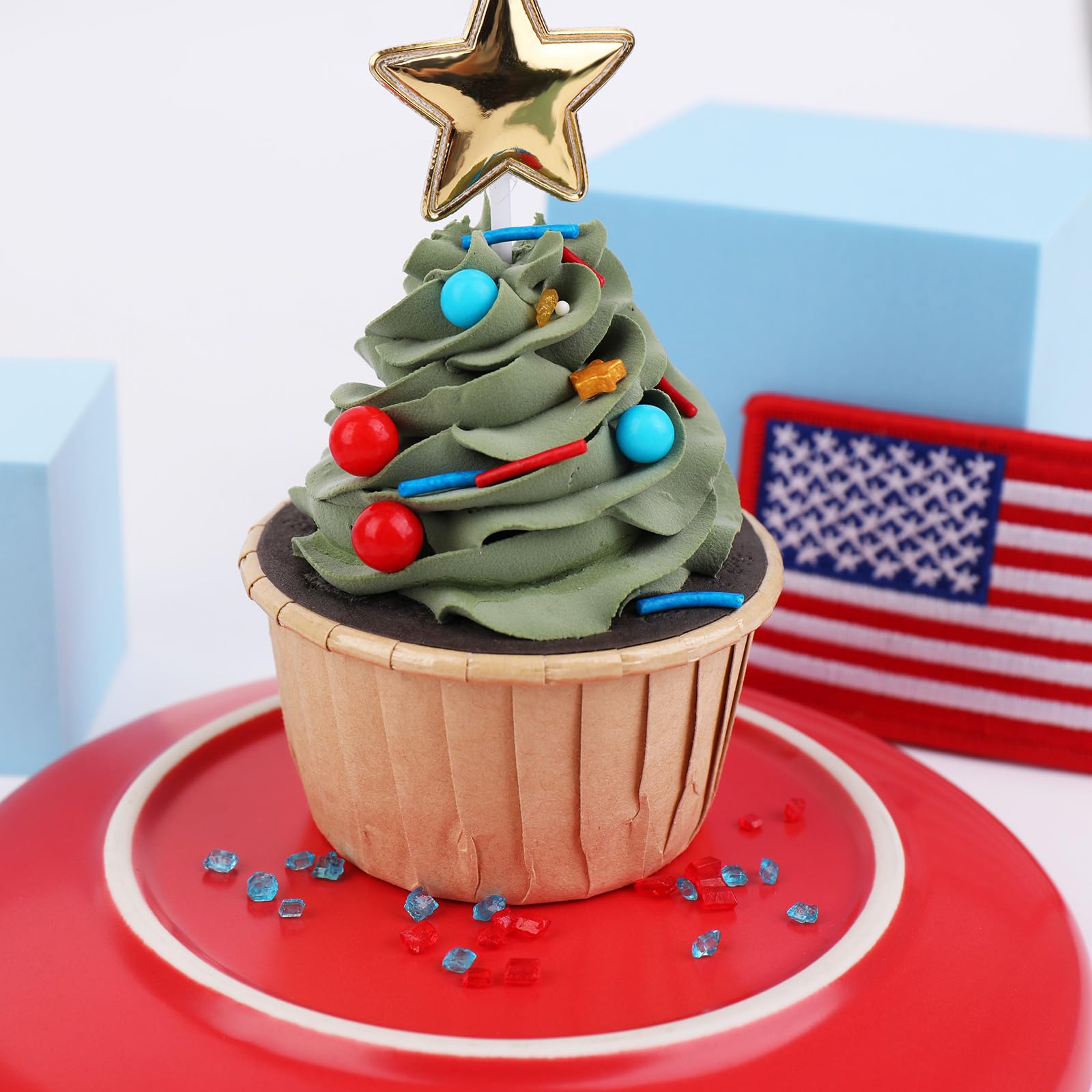 Red White and Blue Sprinkles for Cake Decorating – Patriotic 4th of July Sprinkles Mix with Stars, Pearls, Jimmies & Sanding Sugar for Cakes, Cupcakes & Cookies - Image 3