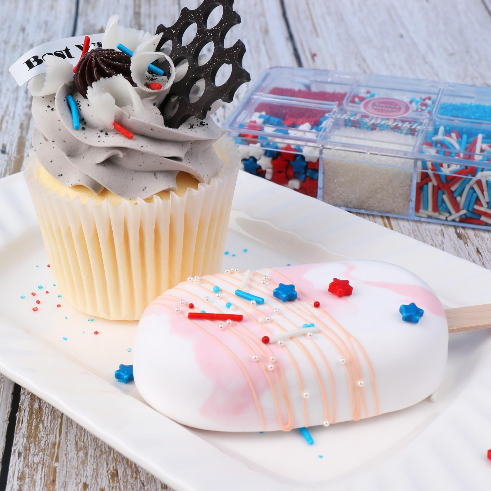 Red White and Blue Sprinkles for Cake Decorating – Patriotic 4th of July Sprinkles Mix with Stars, Jimmies, Nonpareils & Sanding Sugar for Cakes, Cupcakes & Cookies - Image 4