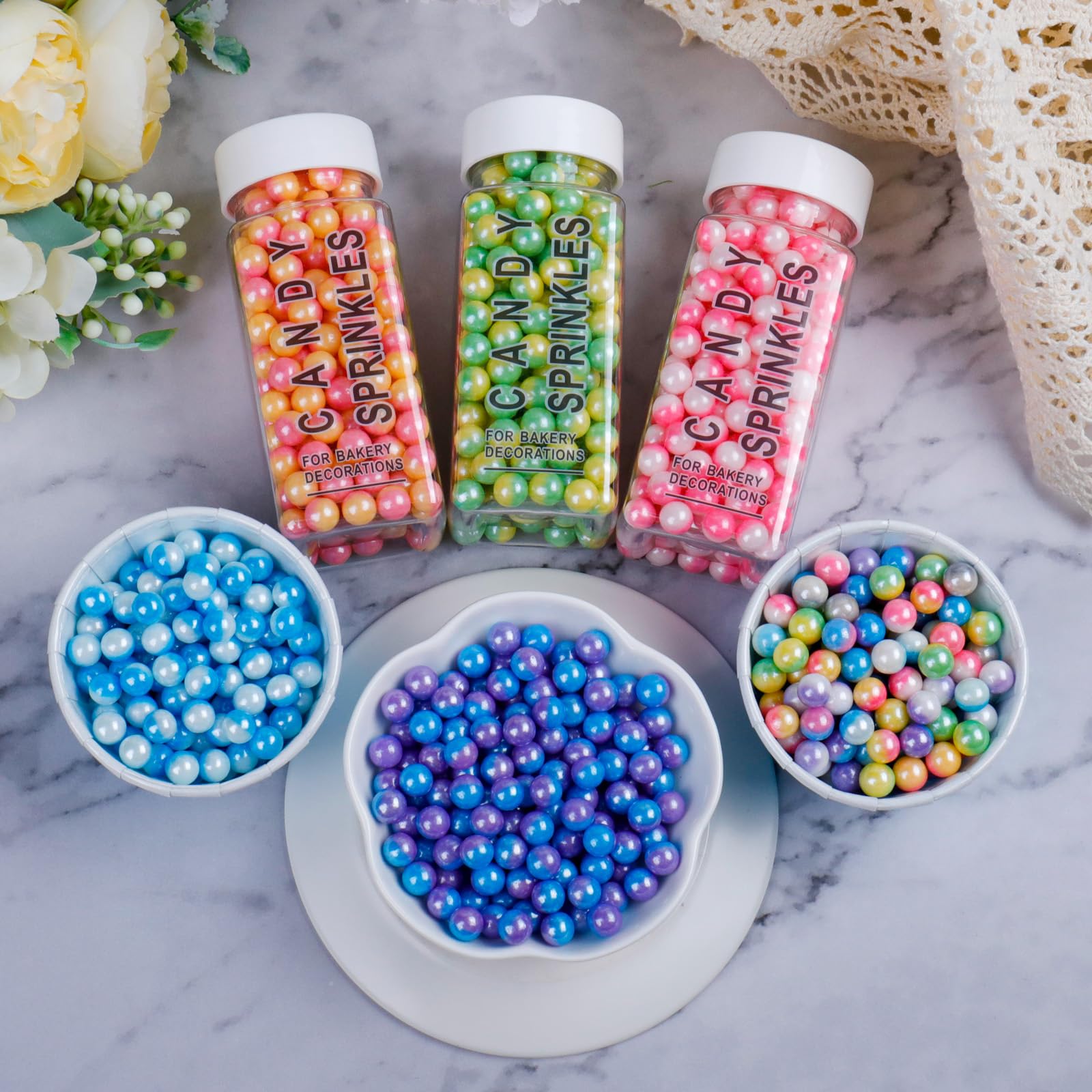 Blue & Purple Pearl Sprinkles for Cake Decorating – Gradient Edible Pearl Sugar for Cakes, Cupcakes & Desserts - Image 6