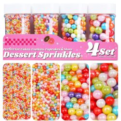 rainbow pearl sprinkles for cake decorating multi color sugar pearls 4 jar set baking