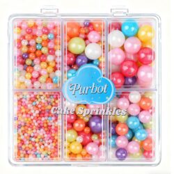 rainbow pearl sprinkles for cake decorating in multi-size edible sugar pearls bottle