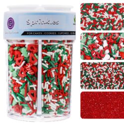 christmas sprinkles 4 in 1 mix red green white tree candy cane cookie cupcake cake decorating holiday baking