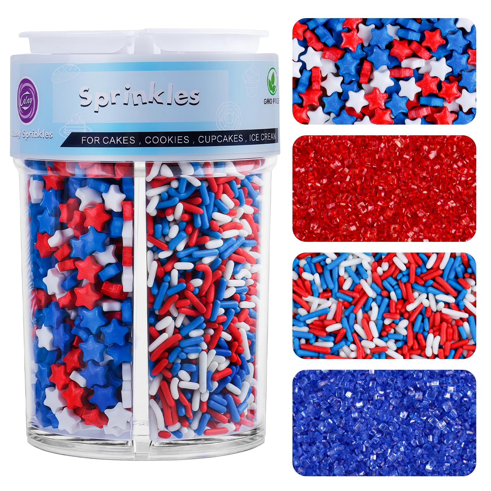 4th of july sprinkles red white blue mix cake decorating cupcake topping