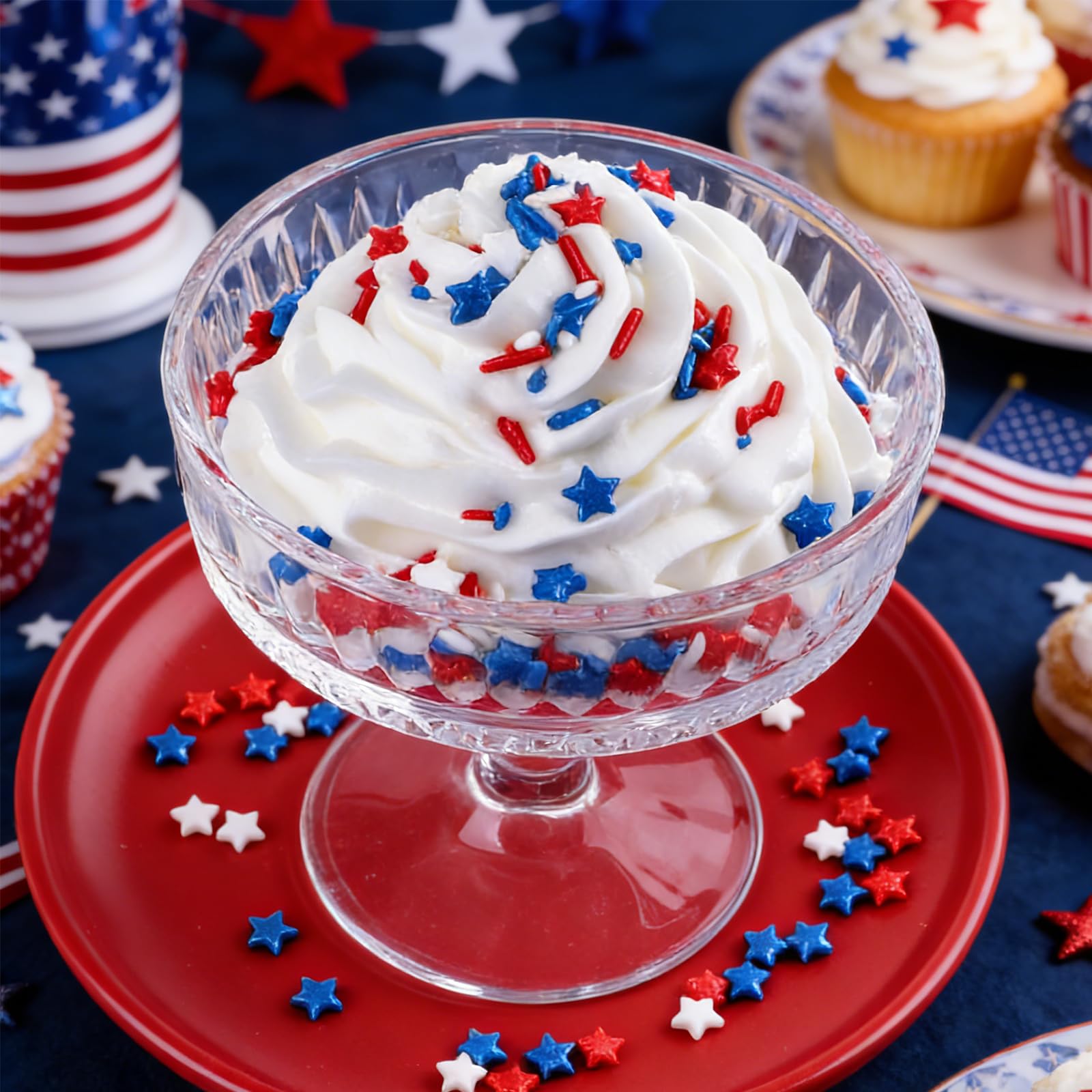 4th of July Sprinkles for Cake Decorating – Red White and Blue Patriotic Sanding Sugar, Jimmies & Star Mix for Cupcakes, Cookies, Ice Cream & Dessert Toppings - Image 2