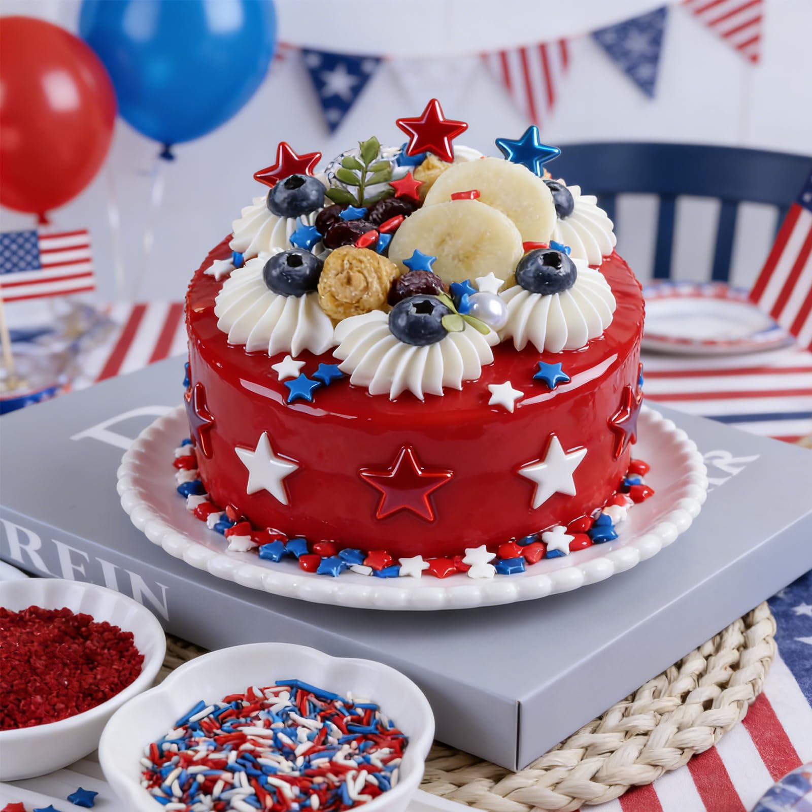 4th of July Sprinkles for Cake Decorating – Red White and Blue Patriotic Sanding Sugar, Jimmies & Star Mix for Cupcakes, Cookies, Ice Cream & Dessert Toppings - Image 3