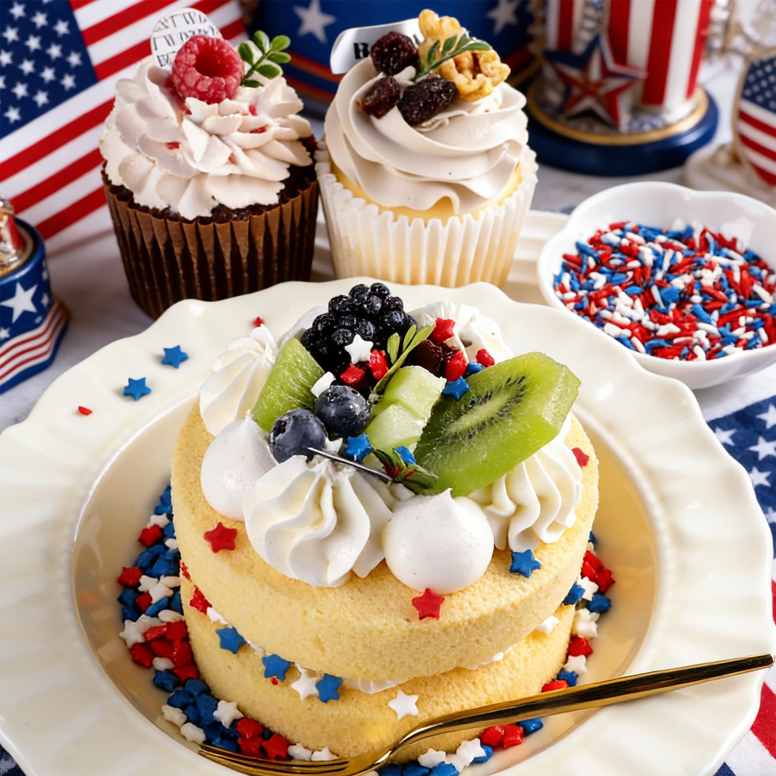 4th of July Sprinkles for Cake Decorating – Red White and Blue Patriotic Sanding Sugar, Jimmies & Star Mix for Cupcakes, Cookies, Ice Cream & Dessert Toppings - Image 5