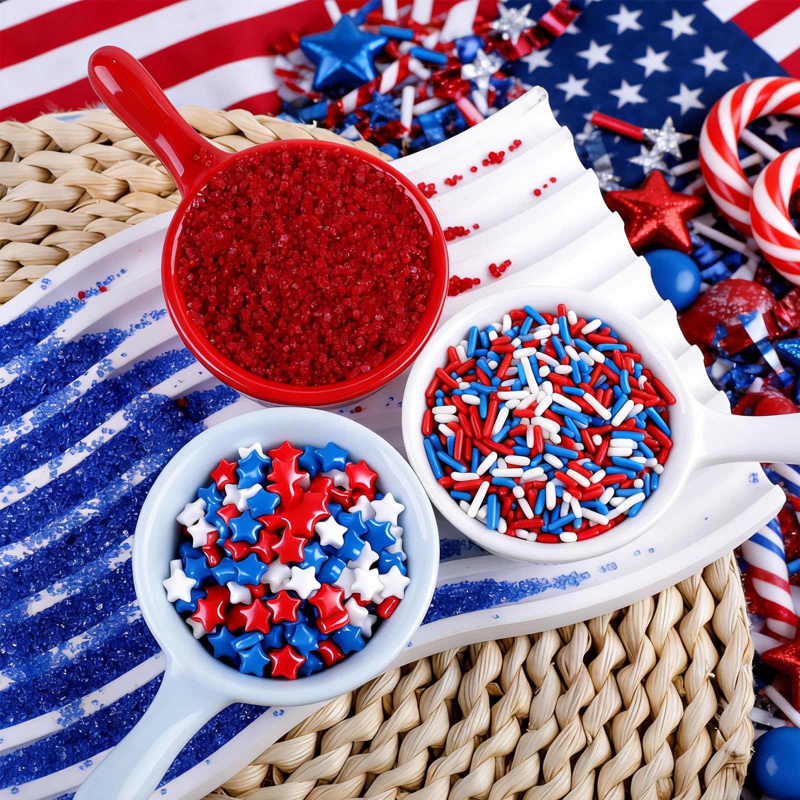 4th of July Sprinkles for Cake Decorating – Red White and Blue Patriotic Sanding Sugar, Jimmies & Star Mix for Cupcakes, Cookies, Ice Cream & Dessert Toppings - Image 7